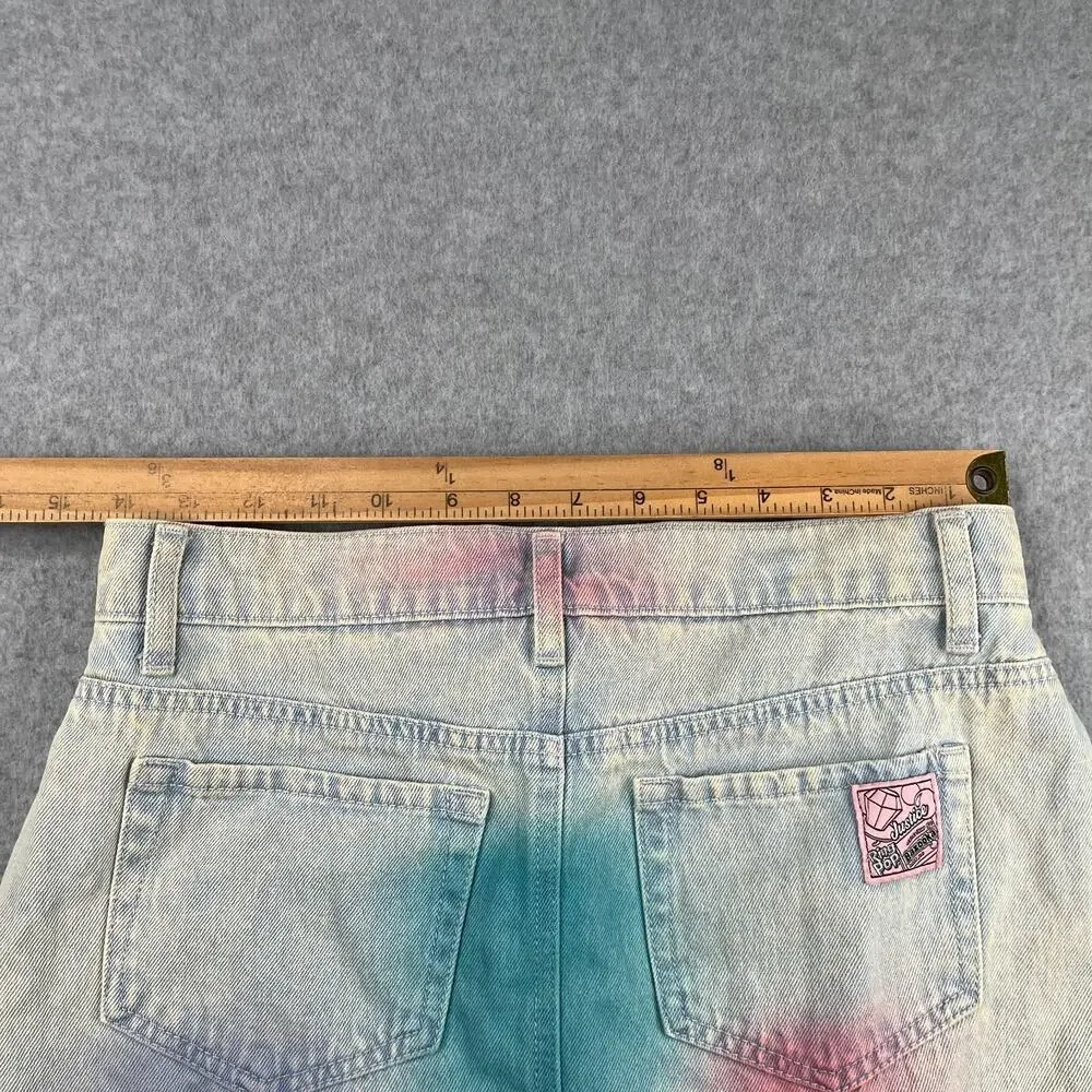 Justice Jean Skirt High Rise Ring Pop Bazooka Gum Colorful Logo Lined Size 16